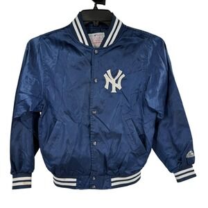 New York Yankees Kids Youth Medium Navy Blue Nylon Bomber Jacket Sports